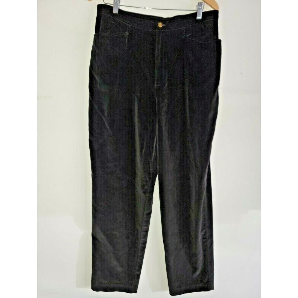 Liz Claiborne Lizsport Women's High Rise Pants Black Velvet Velour Size 16